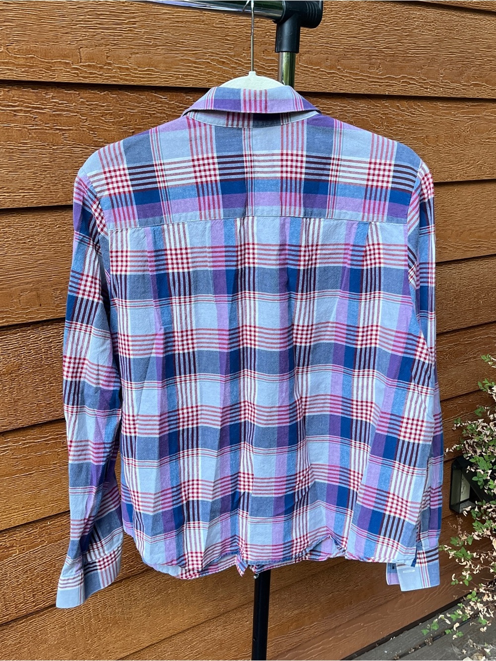 Pendleton Blue Purple Red Plaid Cotton Button Up Long Sleeve Shirt Women XL - Picture 3 of 4